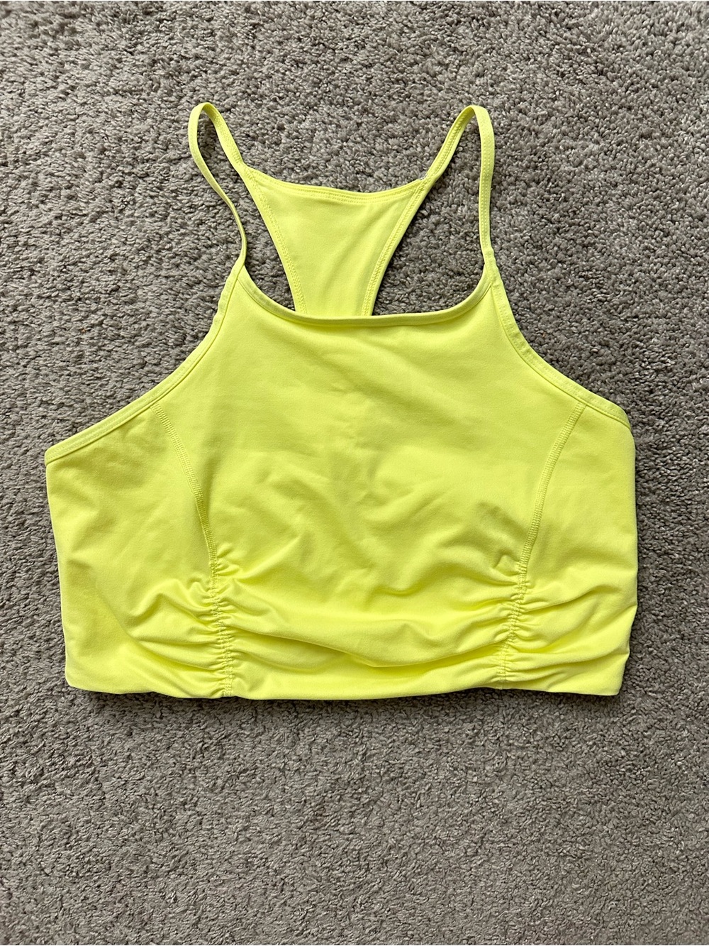 Free People Movement Neon Yellow High Neck Racerback Sports Bra/ Crop Top XL